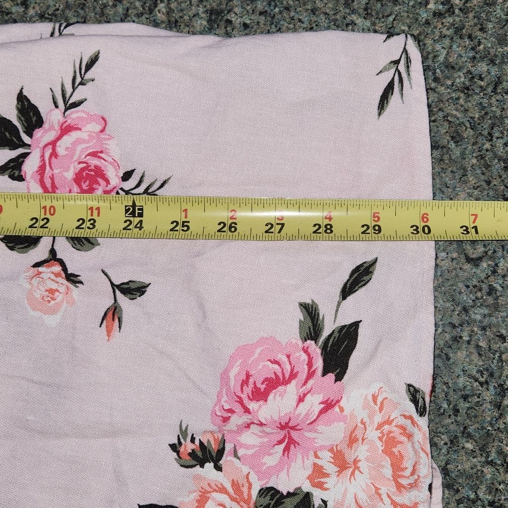 Pink Floral Skirt Women's Size M Tall Cotton Linen Rayon - Picture 5 of 7